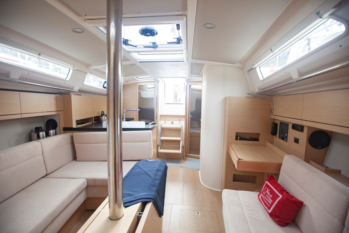 Salon of Atlas, a Hanse Yachts Hanse 388 sailboat at Marmaris, Turkey