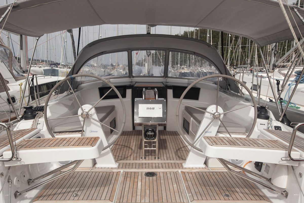 Cockpit of Atlas, a Hanse Yachts Hanse 388 sailboat at Marmaris, Turkey