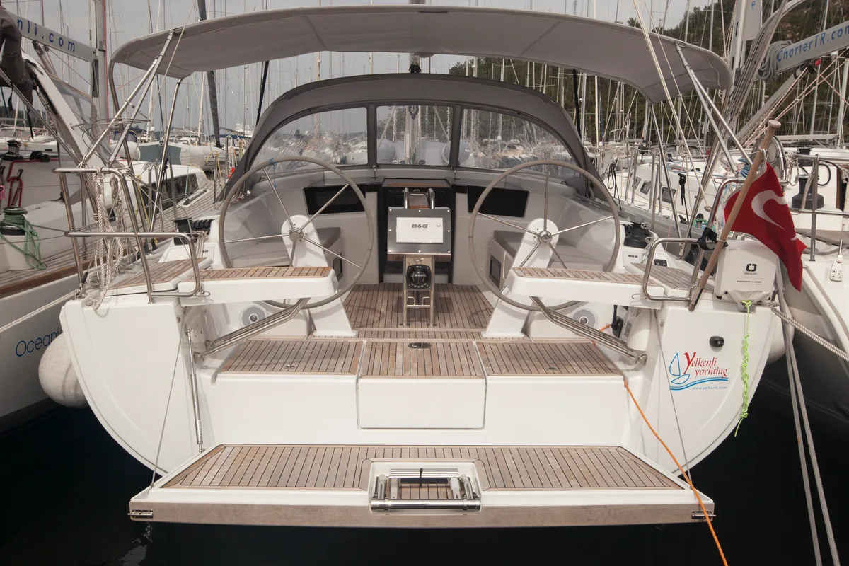 Exterior view of Atlas, a Hanse Yachts Hanse 388 sailboat at Marmaris, Turkey