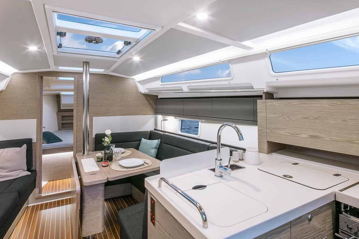 Salon of Atlas, a Hanse Yachts Hanse 388 sailboat at Marmaris, Turkey