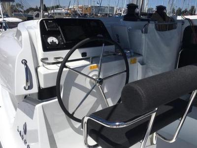 Cockpit of Marepiatto, a Lagoon 42 catamaran at Salerno, Italy
