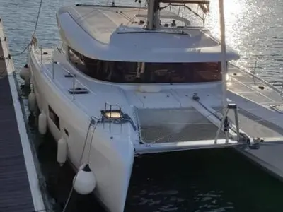 Exterior view of Marepiatto, a Lagoon 42 catamaran at Salerno, Italy