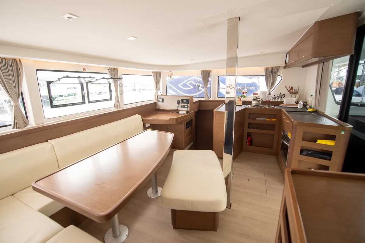 Salon of Marepiatto, a Lagoon 42 catamaran at Salerno, Italy