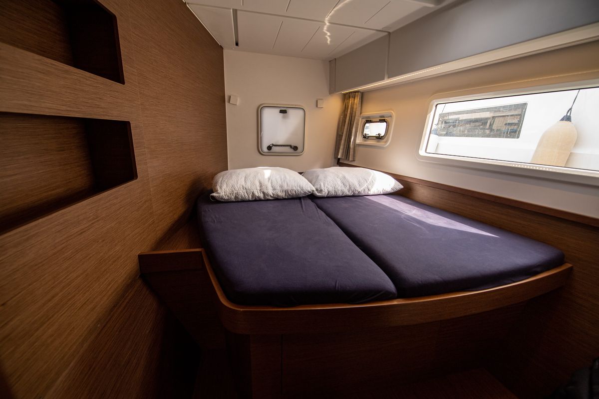 Cabin on Marepiatto, a Lagoon 42 catamaran at Salerno, Italy