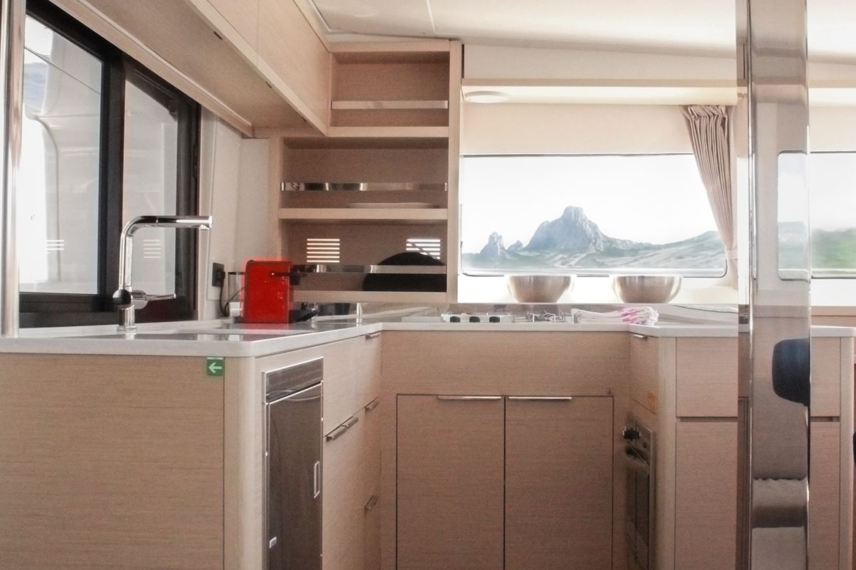 Galley of L'Orceo, a Lagoon 46 catamaran at Ajaccio, France