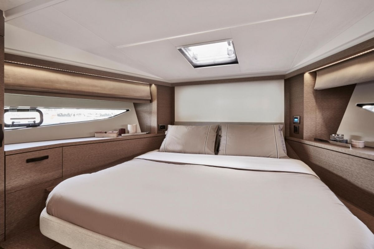Deck of Martin, a Jeanneau Prestige 420 Fly yacht at Split, Croatia