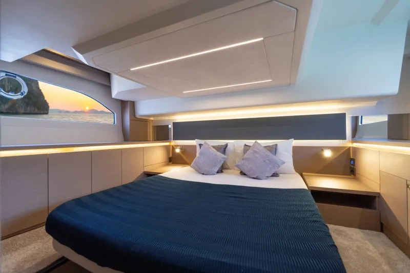 Deck of Martin, a Jeanneau Prestige 420 Fly yacht at Split, Croatia