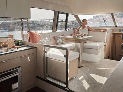 Deck of Martin, a Jeanneau Prestige 420 Fly yacht at Split, Croatia