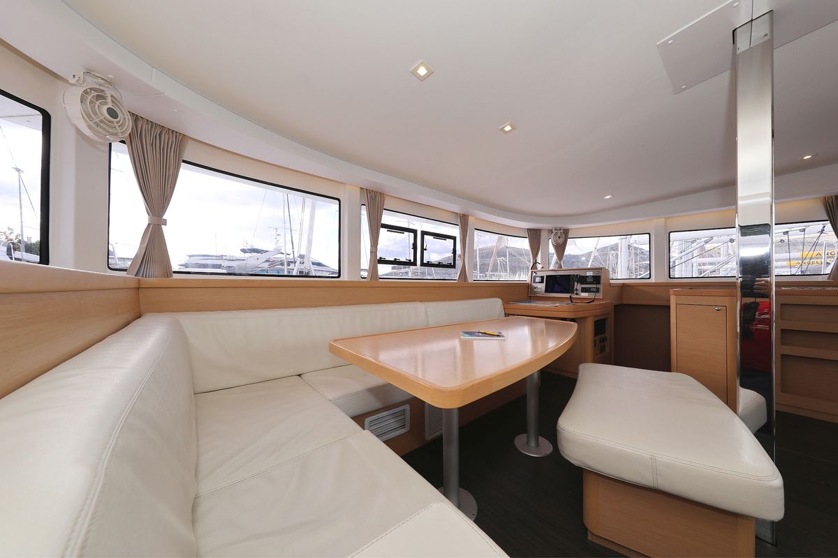 Salon of Demi Doux, a Lagoon 42 catamaran at Grad Trogir, Croatia