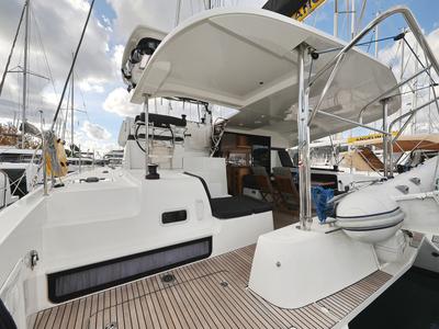 Deck of Demi Doux, a Lagoon 42 catamaran at Grad Trogir, Croatia