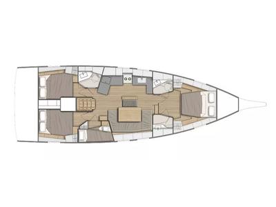 Floor plan of Teseo - Comfort line, a Beneteau Oceanis 46.1 sailboat at Salerno, Italy