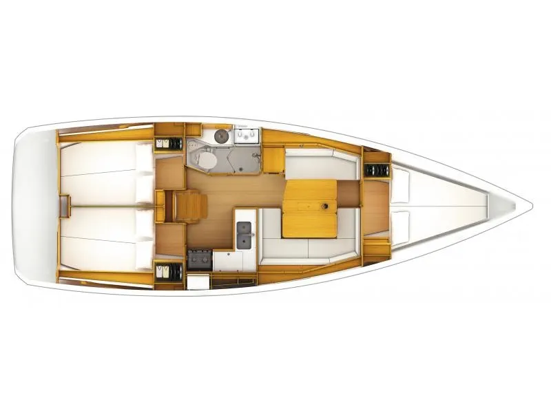 Floor plan of Oyster Shell, a Jeanneau Sun Odyssey 379 sailboat at Athens, Greece