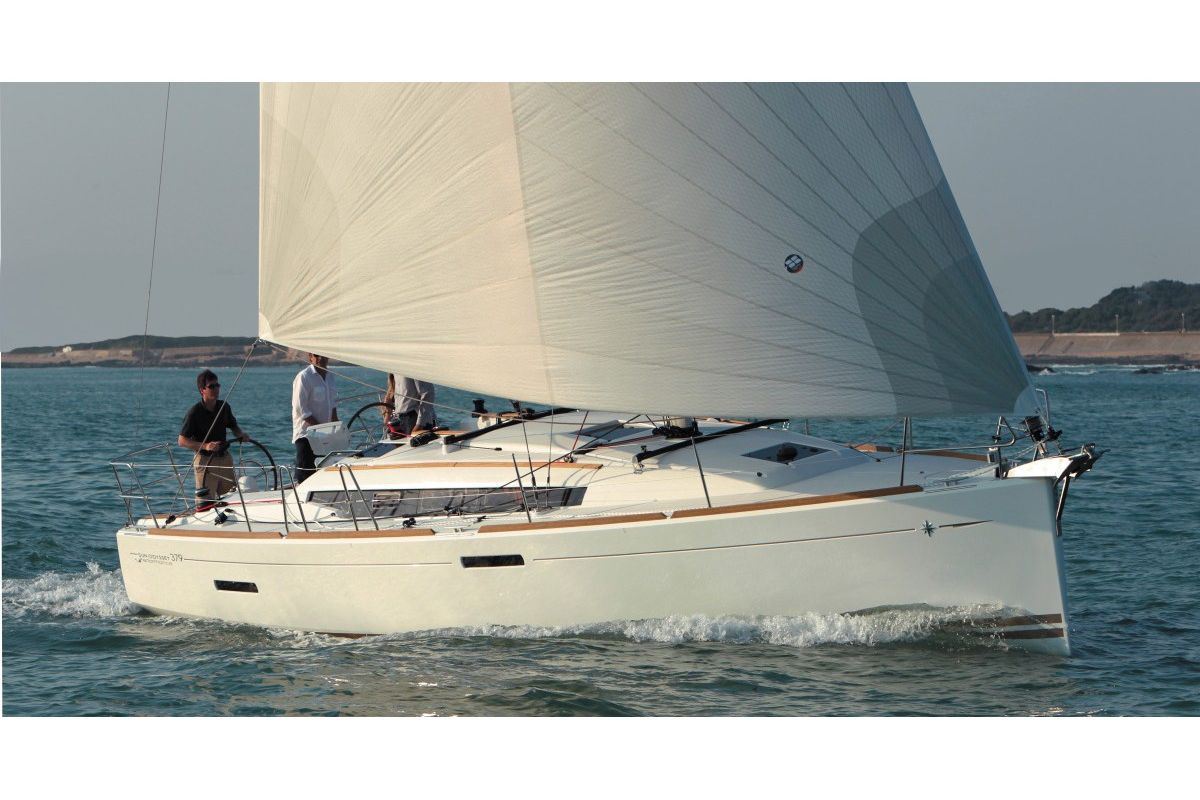 Exterior view of Oyster Shell, a Jeanneau Sun Odyssey 379 sailboat at Athens, Greece