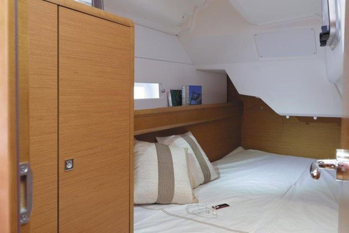 Cabin on Carelli, a Jeanneau Sun Odyssey 389 sailboat at Road Town, British Virgin Islands