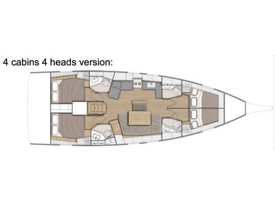 Floor plan of Evgenia, a Beneteau Oceanis 46.1 sailboat at Keramoti, Greece
